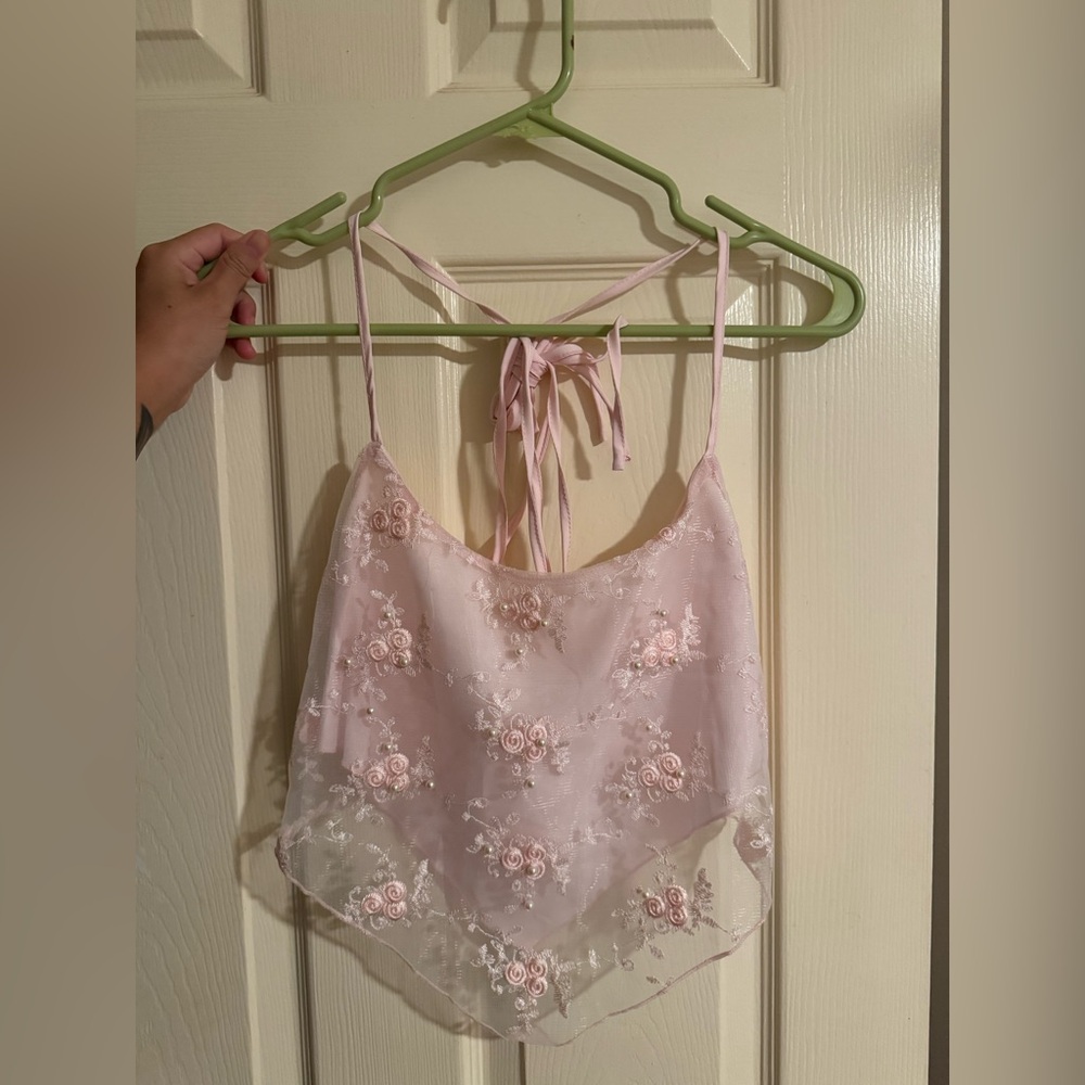 SHEIN Pink Floral Lace Camisole